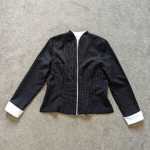 Daniel Laurent black and white pinstriped blazer women's Medium